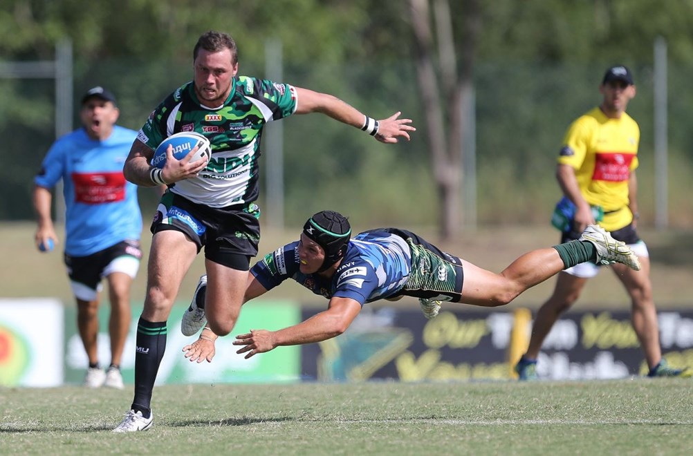 MICHAEL PARKER-WALSHE (TOWNSVILLE BLACKHAWKS) - PHOTO: SMP IMAGES.COM / QRL MEDIA - 15th March 2015, Action from the Queensland Rugby League (QRL) Intrust Trust Super Cup round 2 clash played at North Ipswich Reserve between the Ipswich Jets V Townsville Blackhawks. The Ipswich Jets ran out winners over the Blackhawks. Photo Credit must read ( PHOTO: SMP IMAGES / QRL MEDIA ).