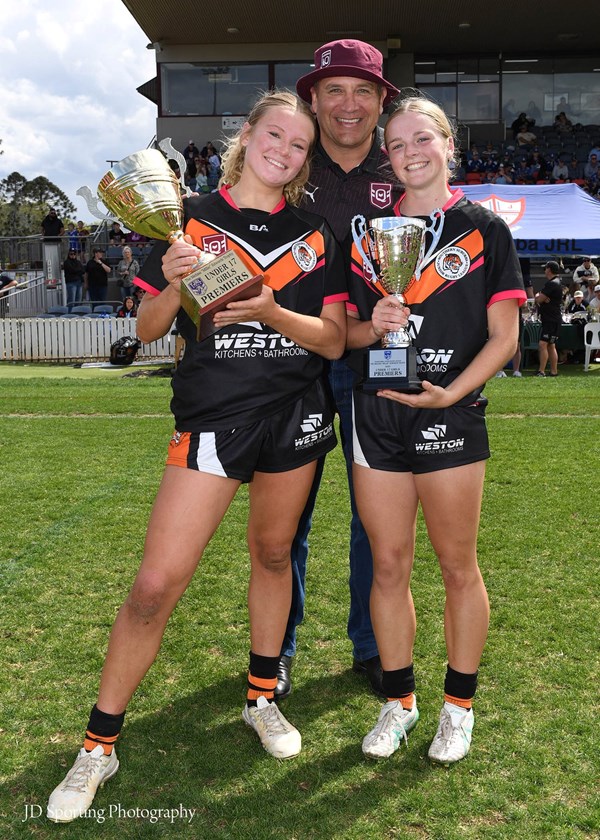 Southern Suburbs, u17 girls champions pictured with Steve Price.