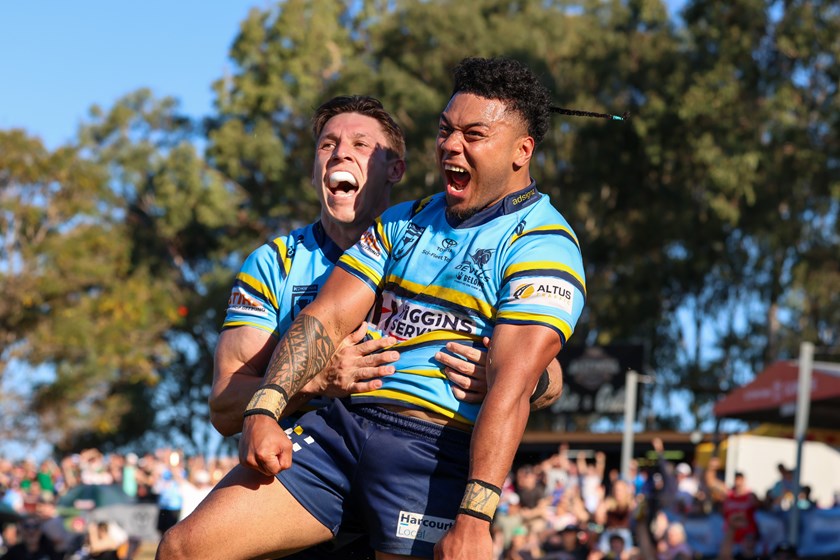 Norths Devils celebrate a win over the Wynnum-Manly Seagulls.