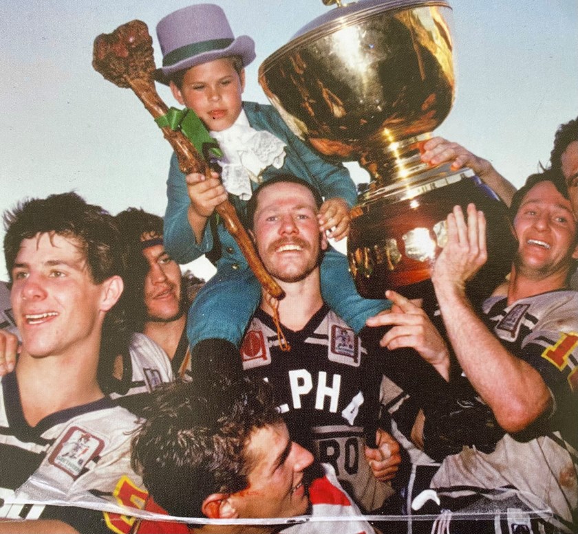 Brothers celebrate their last Brisbane Premiership - in 1987.