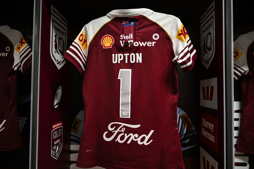 Upton's jersey hangs in the Queensland sheds.